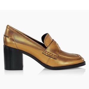 Veronica Beard Metallic leather Penny Loafers
